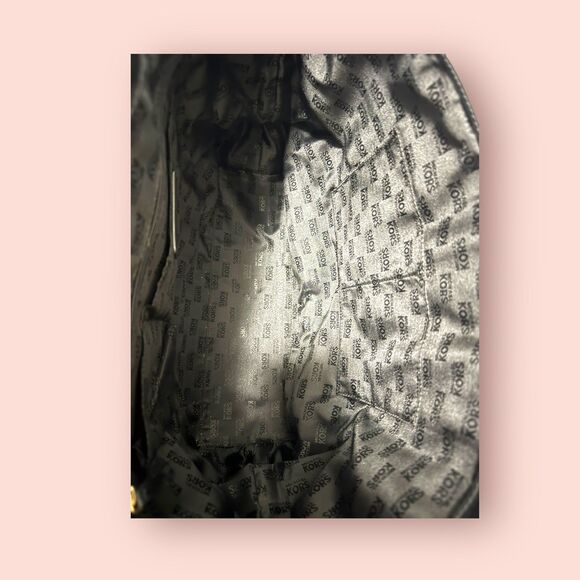 Michael Kors Women's Fulton Black White Striped Canvas Hand Bag / Medium Tote - Picture 7 of 8